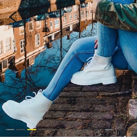 Dr. Martens 1460 Mono White Combat Boots - Picture 2 of 9